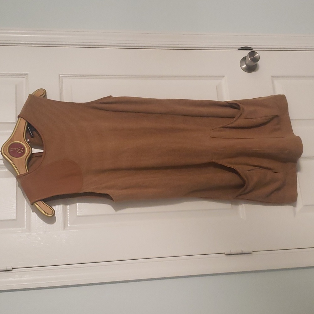 Ralph Lauren Camel Brown Sleeveless Pocket Shift Dress